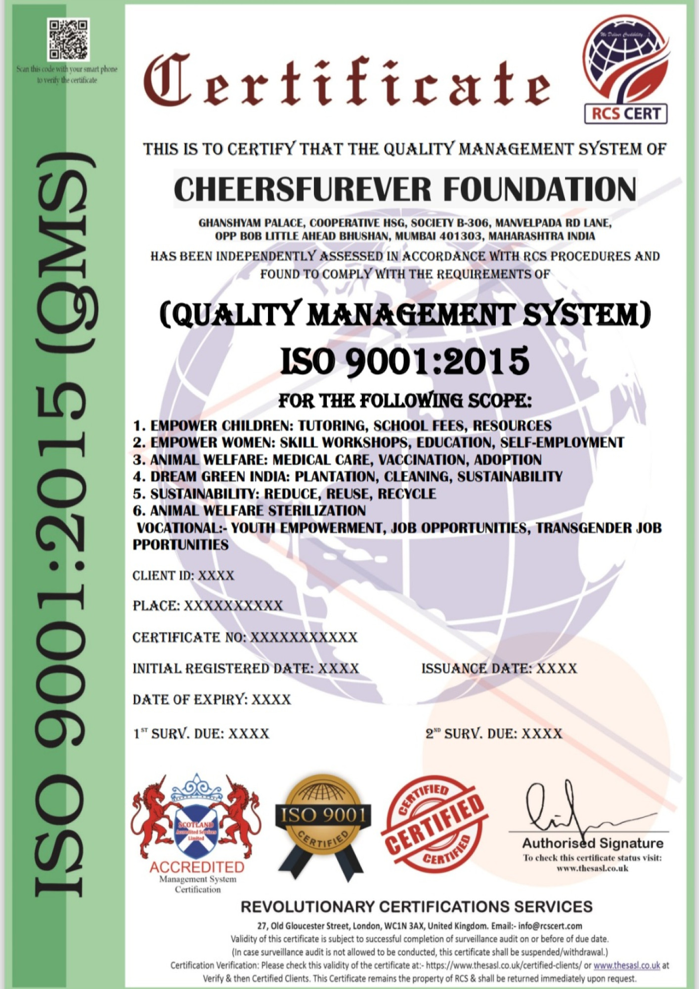 ISO 9001 : 2015 (IAF)