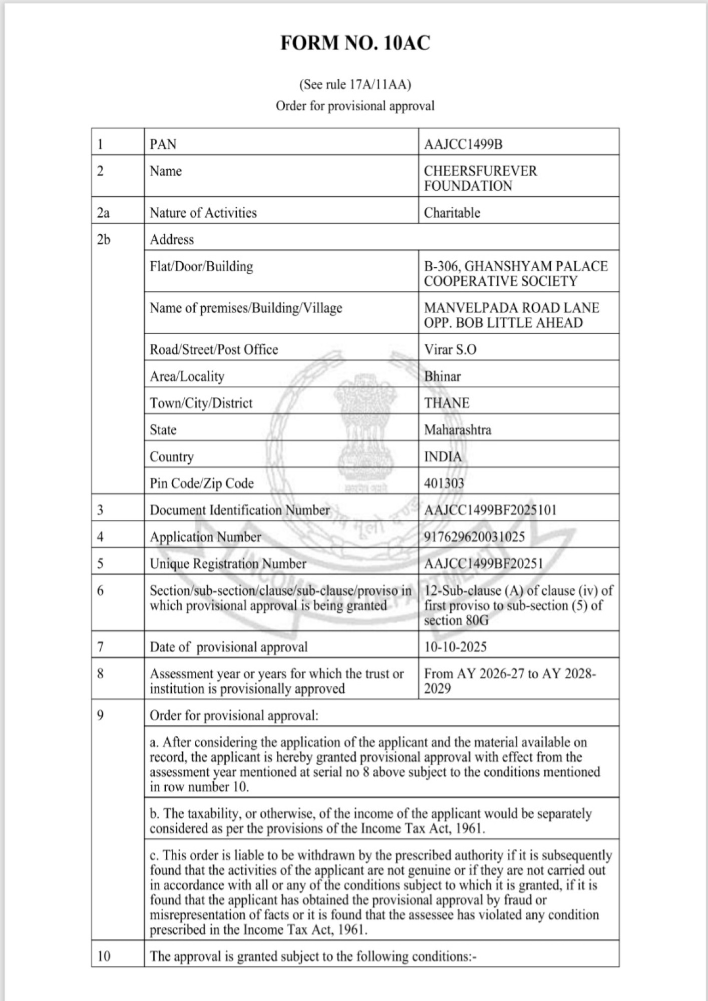 80G , Income Tax Reg.